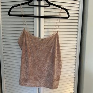 Express medium crushed velvet tank top with lace